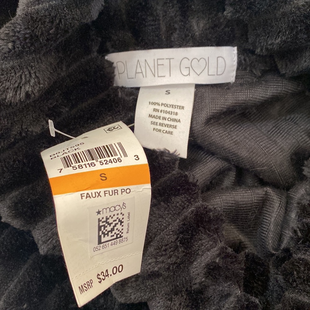 Planet Gold Black Fur Long Sleeve Sweater - Picture 3 of 3